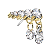 Threadless gold-plated five crystals silver pendant two...