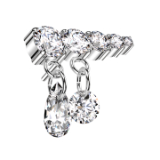 Threadless silver five crystals silver pendant two chains...