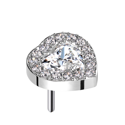 Threadless silber Kristallherz silber umrandende Kristalle silber