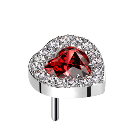 Threadless silber Kristallherz rot umrandende Kristalle silber