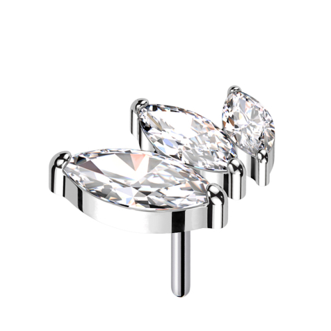 Threadless silber absteigend drei Ovale Kristalle silber