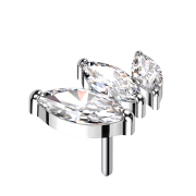 Sans fil argent descendant trois cristaux ovales argent