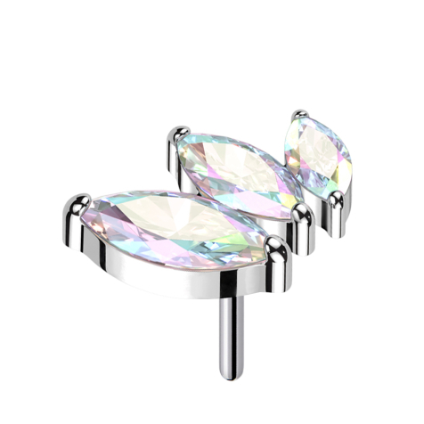 Threadless silber absteigend drei Ovale Kristalle multicolor