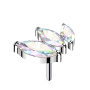 Threadless silber absteigend drei Ovale Kristalle multicolor