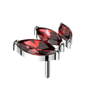 Threadless silber absteigend drei Ovale Kristalle rot