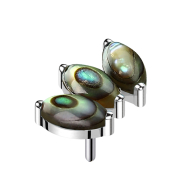 Threadless silver three ovals abalone