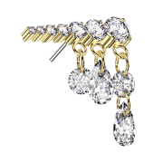 Threadless plaqué or sept cristaux pendentif...