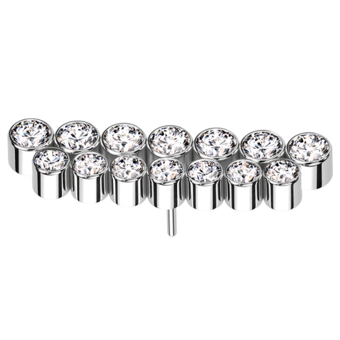 Threadless argento doppio filo cristalli dritti argento