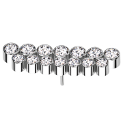 Threadless argento doppio filo cristalli dritti argento