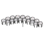 Threadless argento doppio fila cristalli ricurvi argento