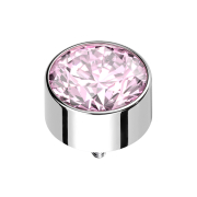 Dermal Anchor cilindro argento lucido con cristallo rosa