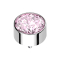 Dermal Anchor cilindro argento lucido con cristallo rosa