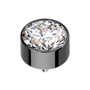 Dermal Anchor cilindro alto nero con cristallo argento