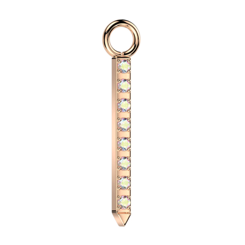 Anhänger rosegold Balken spitz Kristalle multicolor