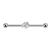 Barbell in argento con due sfere in argento due cristalli...