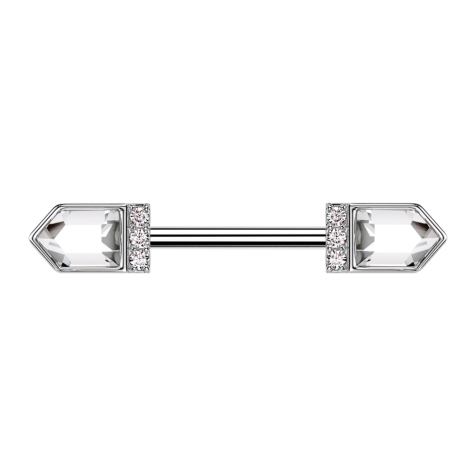 Barbell in argento con cristalli Baquett a due punte in argento cristalli in argento