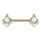 Gold-plated barbell with two white opals and two silver crystals
