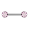 Barbell Threadless silber mit zwei Halbkugeln silber Kristall pink