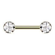 Barbell Threadless placcato oro con due semisfere...