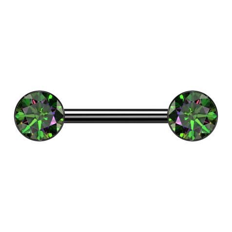 Barbell Threadless nero con due semisfere in cristallo nero scuro multicolore