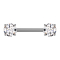 Barbell threadless silver thick front with crystal silver setting