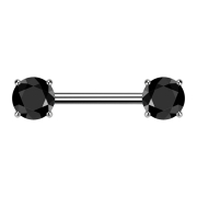 Barbell threadless silver thick front with crystal black...