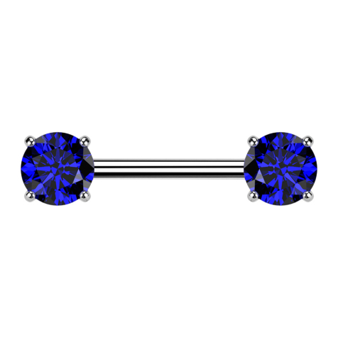 Barbell threadless silver thick front with crystal dark blue setting