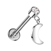 Micro Labret sans filetage argent Cylindre argent Cristal...