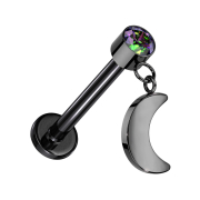 Micro Threadless Labret black Cylinder black Crystal dark...