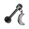 Micro Threadless Labret black Cylinder black Crystal dark multicolor Pendant Moon black