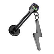 Micro Threadless Labret schwarz Zylinder schwarz Kristall...