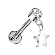 Micro Labret sans filetage argent Cylindre argent Cristal...