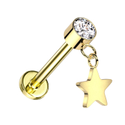 Micro threadless labret, gold-plated cylinder,...