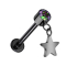 Micro Threadless Labret black Cylinder black Crystal dark multicolor Pendant Star black