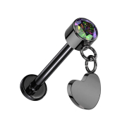 Micro Threadless Labret schwarz Zylinder schwarz Kristall...