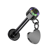 Micro Threadless Labret schwarz Zylinder schwarz Kristall...