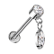 Micro Labret sans filetage argent Cylindre argent Cristal argent Pendentif Cristal ovale argent
