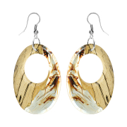 Orecchino ovale colorazione epossidica marrone in legno...