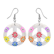 Ohrring Peace mit Blumen aus Narra Holz