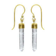 Orecchino in cristallo di quarzo lungo esagonale placcato...