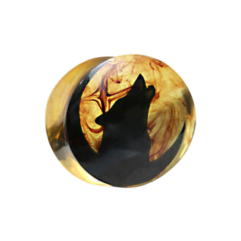 Flared Plug Heulender Wolf färbung Epoxy braun