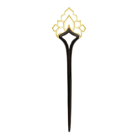 Mandala flame gold-plated hairpin made from Narra wood