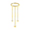 Micro anneau segment pliable doré pendentif horizontal trois chaînes à boules