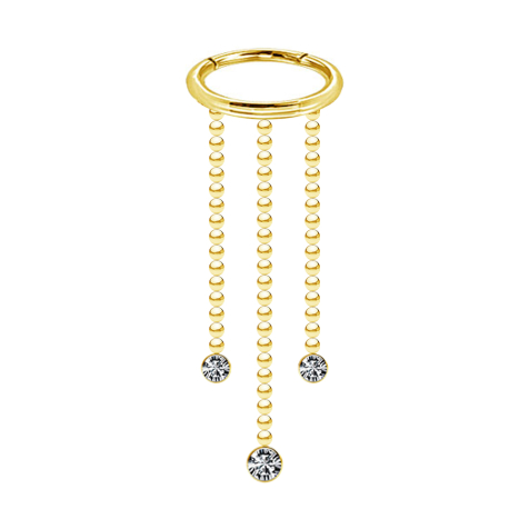 Micro segment ring hinged gold-plated pendant horizontal three ball chains cylinder crystal silver