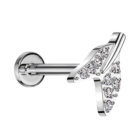 Micro Labret filetage intérieur argent aileron de requin argent cristaux argent