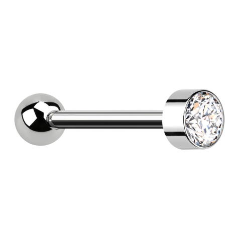 Micro Barbell filetage intérieur argent avec boule argent cylindre haut argent avec cristal argent