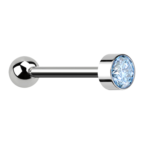 Micro Barbell filettatura interna argento con sfera argento cilindro alto argento con cristallo acquamarina