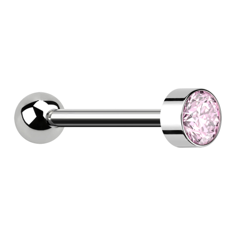 Micro Barbell filettatura interna argento con sfera argento cilindro alto argento con cristallo rosa