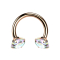Micro Circular Barbell Innengewinde rosegold zwei Kristalle multicolor gefasst