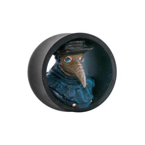 Flared tunnel black plague doctor left